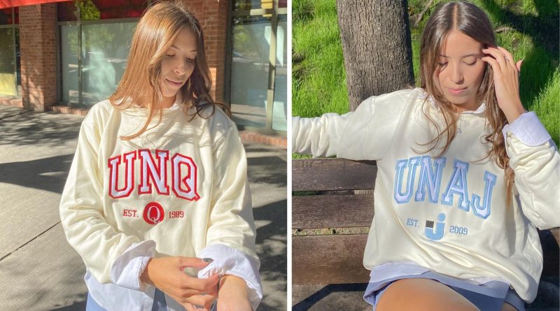Dos hermanas son furor vendiendo buzos con logos de universidades argentinas